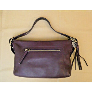 Coach Purse 1417 Legacy East West Purple Leather Shoulder Handbag Hobo Tassel